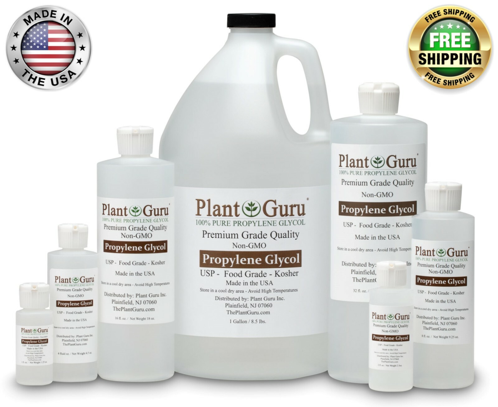 Vegetable Glycerin Propylene Glycol 32 oz Each USP 99.9 % Pure Food Grade VG PG