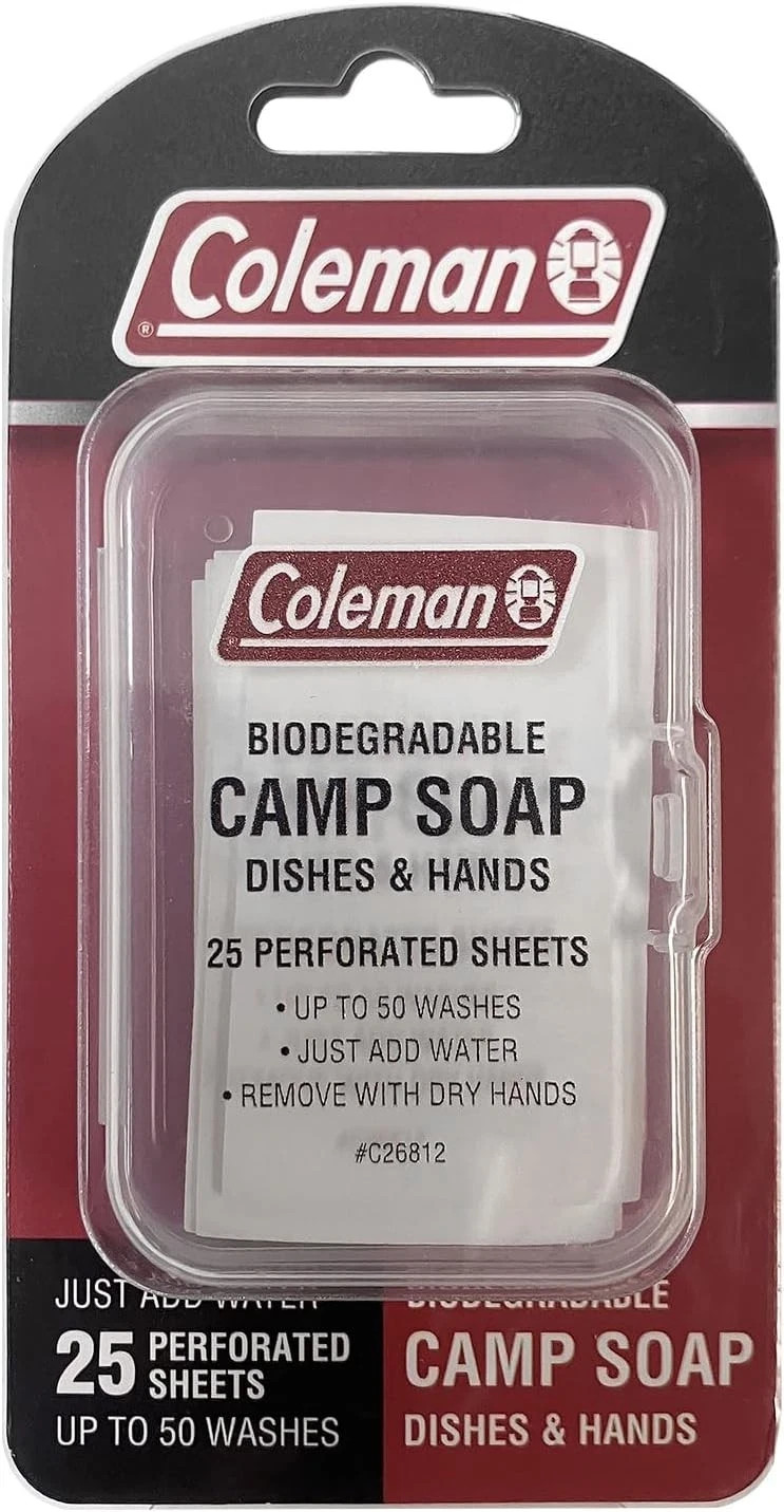 Coleman Camp Soap Sheets – 25 Travel 25 Perforated Sheets, White
