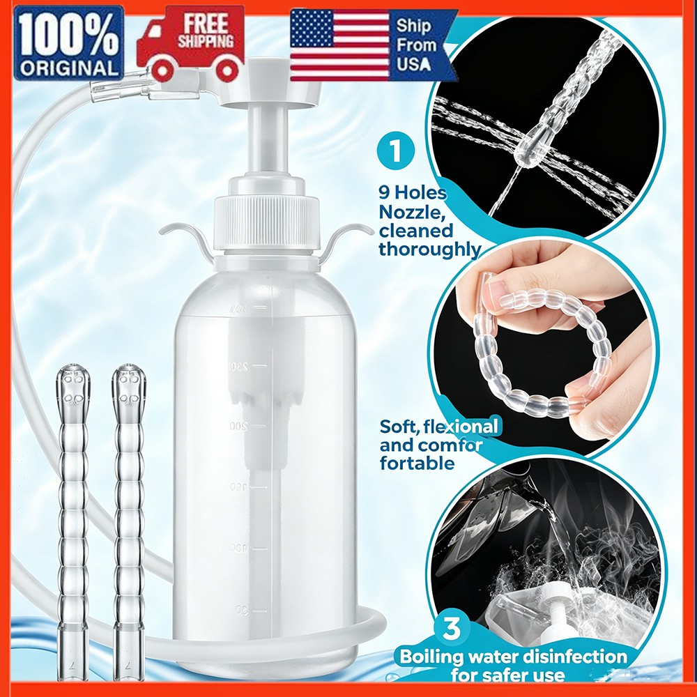 Women Reusable Douche Enema Pump Anal Vaginal Washing Cleaner Enema Kit 300ml