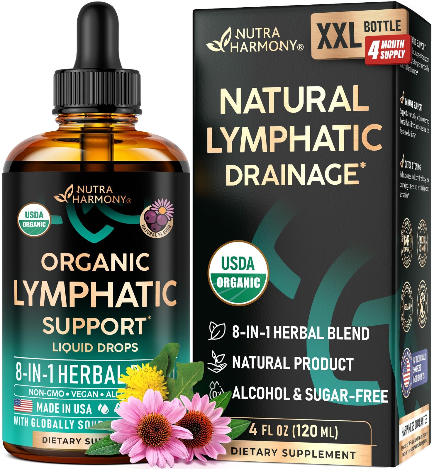 Lymphatic Drainage Supplement 4 fl oz Organic Echinacea Elderberry NH-LYMPHDRS4