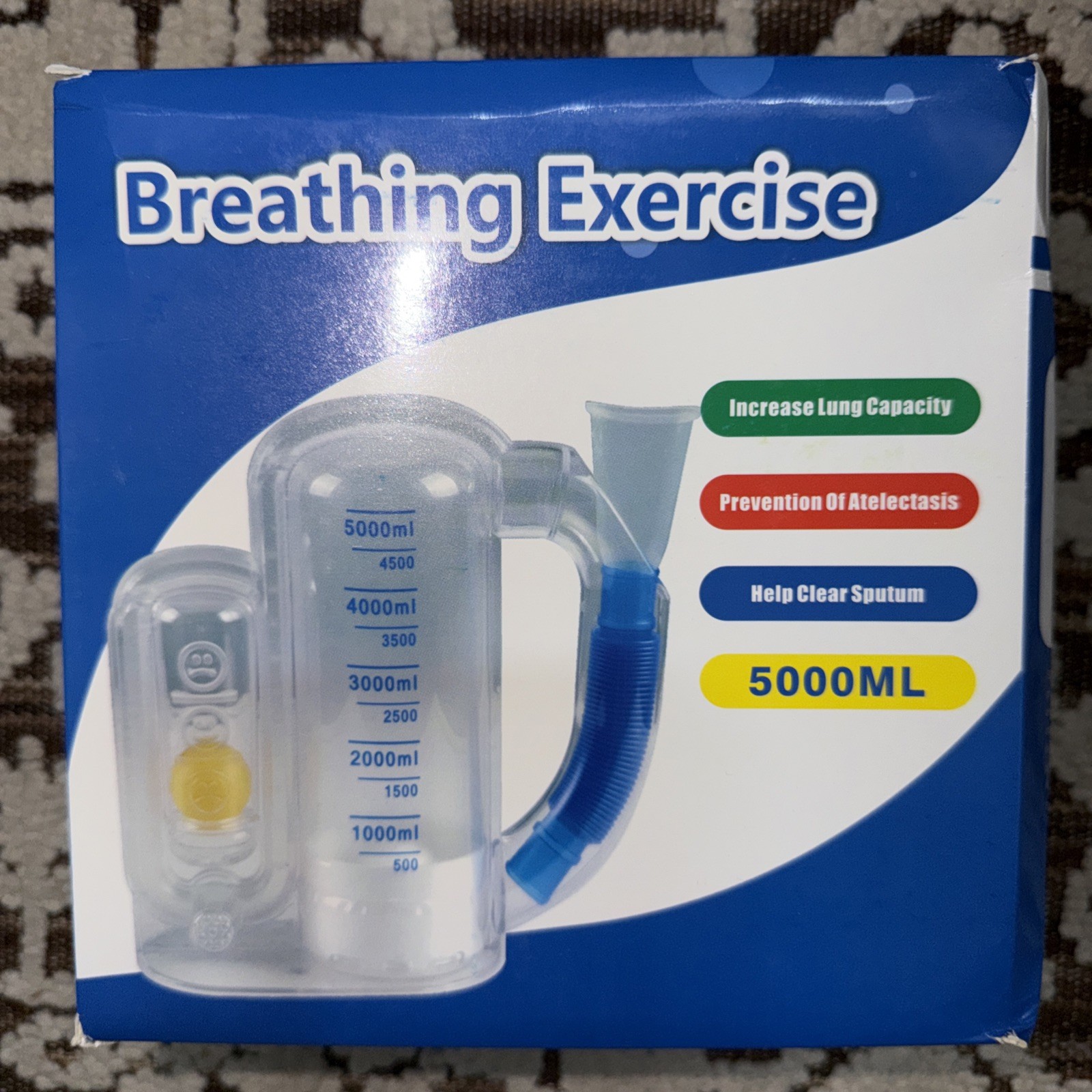 Deep Breathing Trainer for Adults Breathing Exercise Device for Lungs – 5000ML