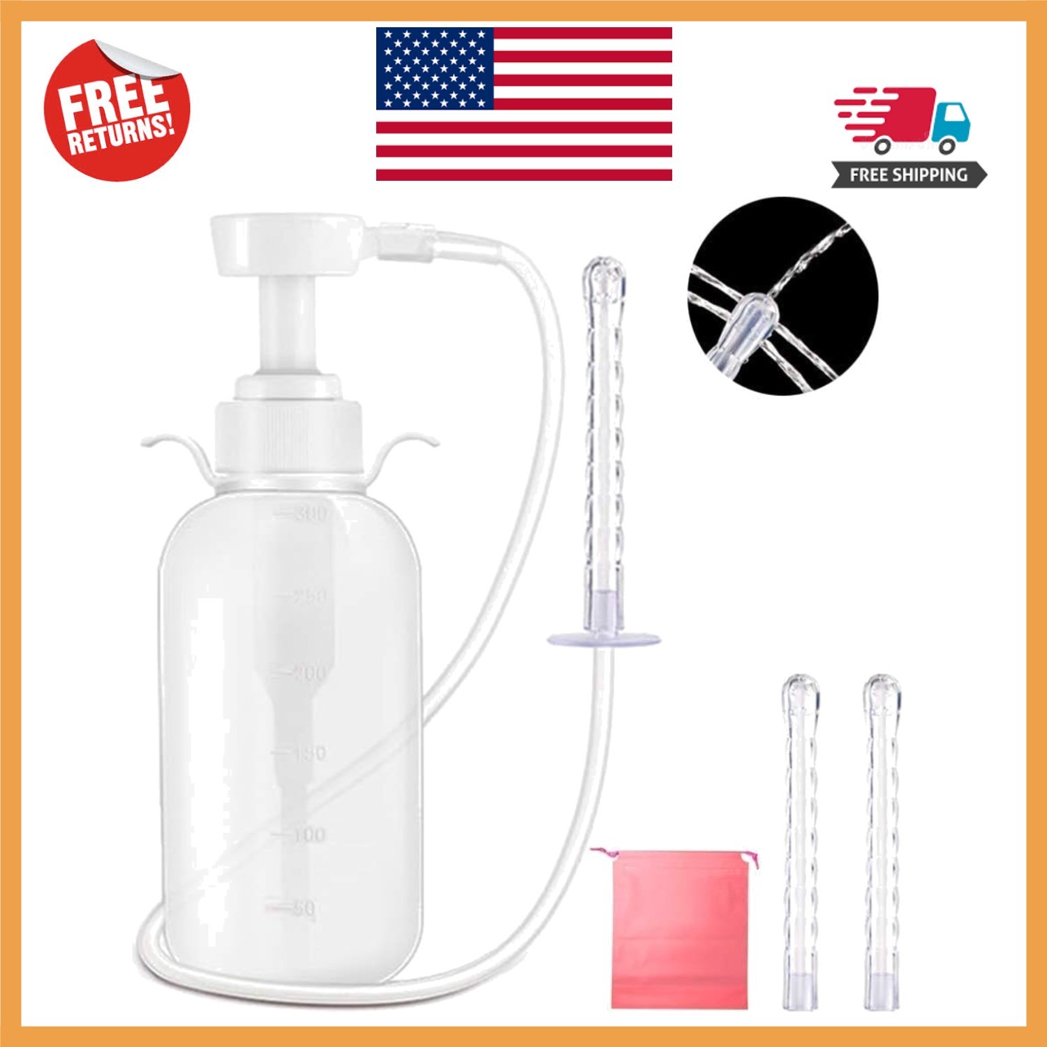 Gentle Vaginal Cleansing Douche with Extra Nozzles: Safe Home Hygiene Solution