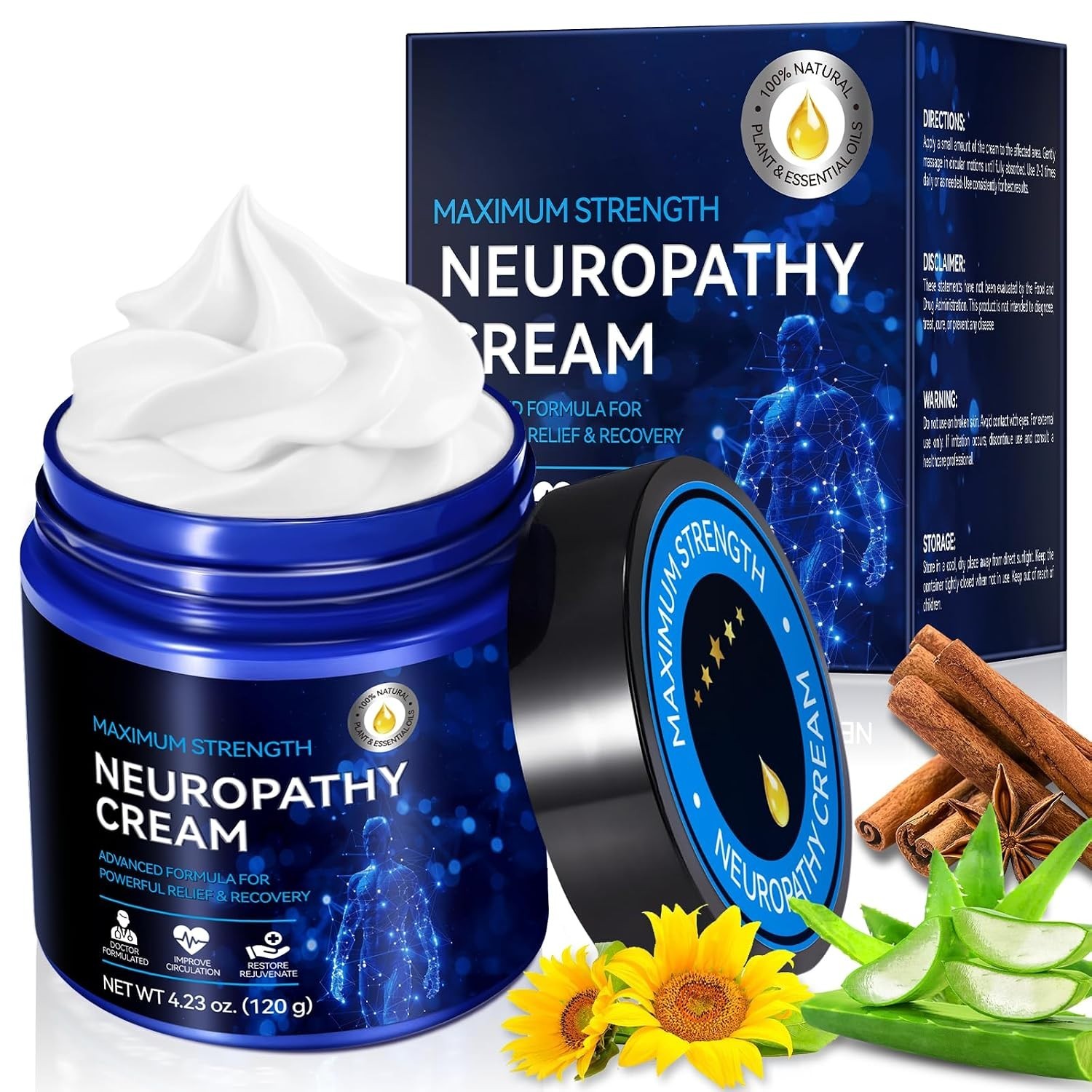 Neuropathy Nerve Pain Cream-For Feet And Legs And Arms-Tingling Relief-USA MADE