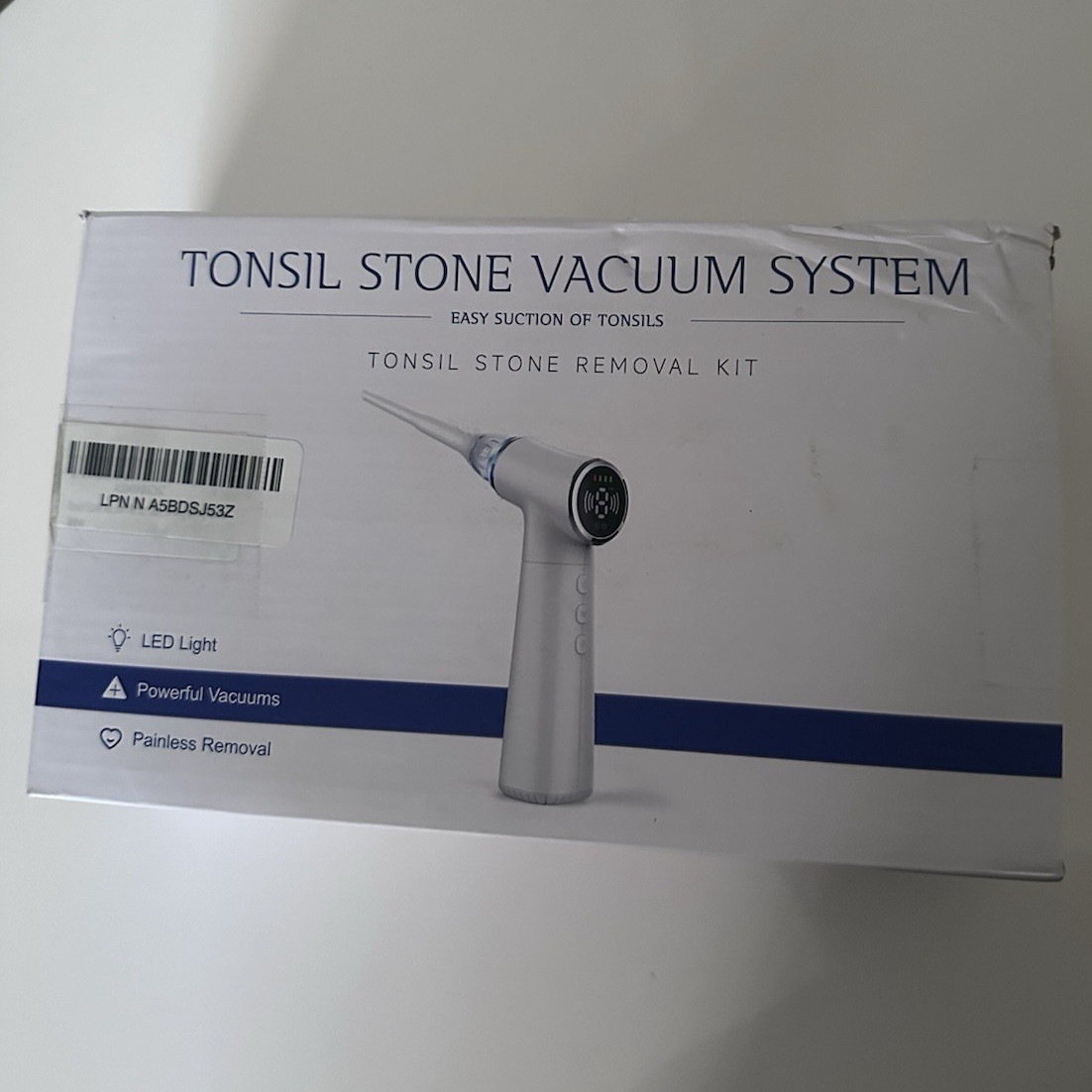 Tonsil Stone Vacuum System Tonsil Stone Removal Kit w/ LED Light, White
