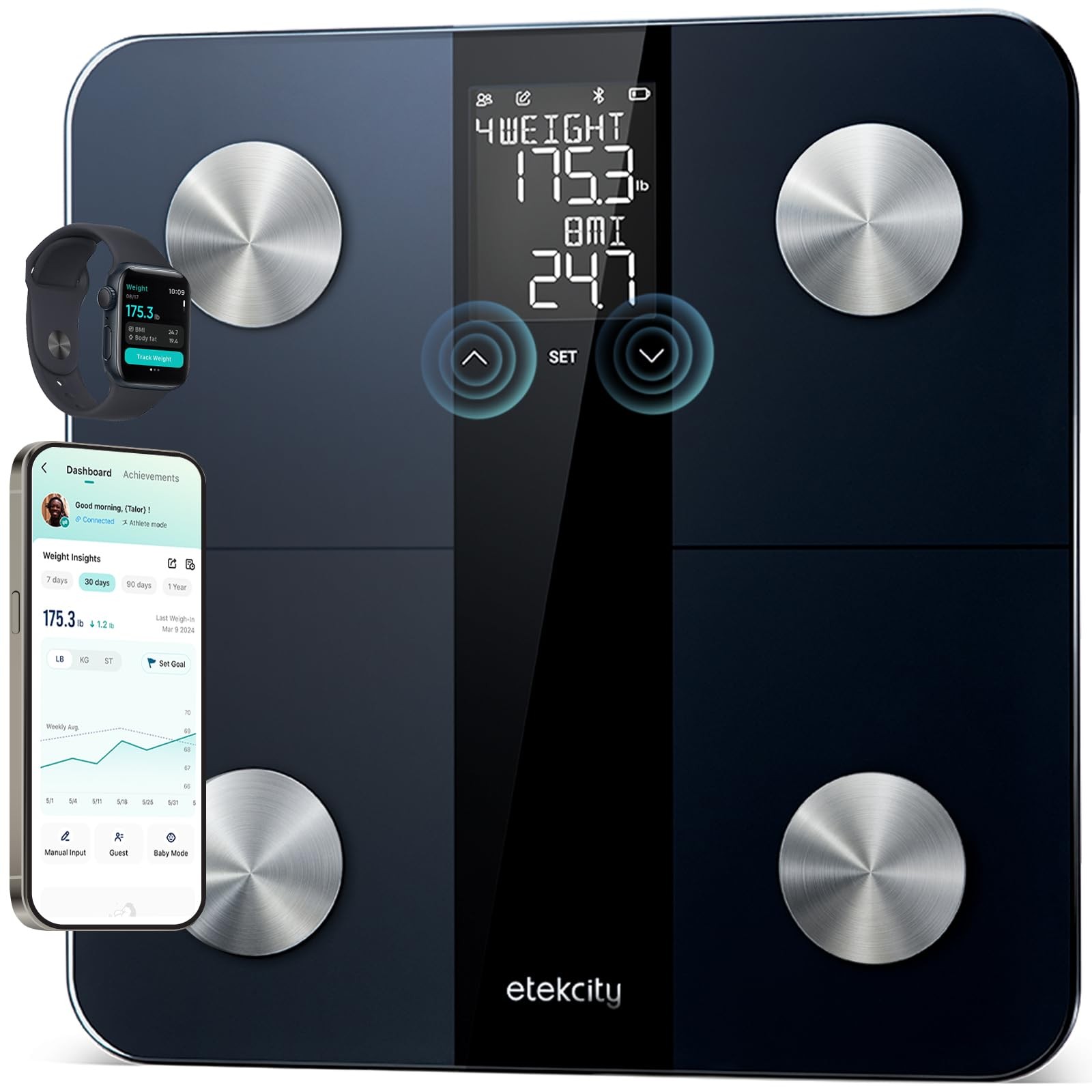 Smart Scale Digital Body Weight BMI Fat Muscle 13 Metrics EFS-C651-KUS Etekcity