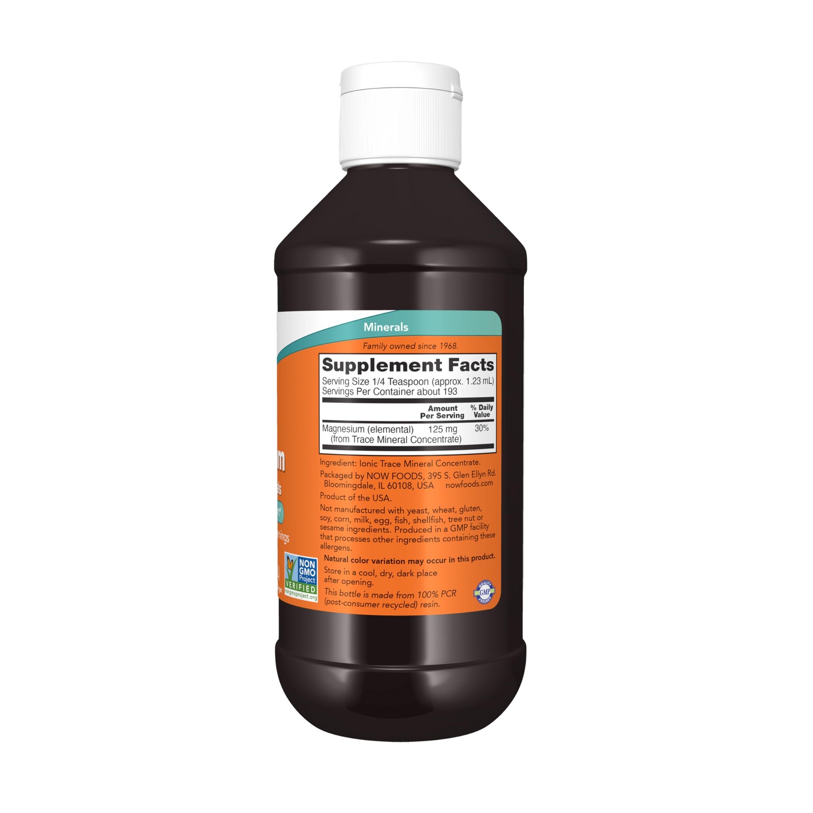 Liquid Magnesium Supplement Trace Mineral Nervous System 8oz NOW Supplements