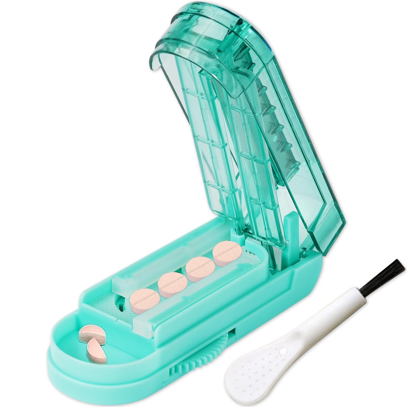 Johnbee Pill Cutter Splitter for Small and Tiny Pills, 2 Piece Set, Lake Blue