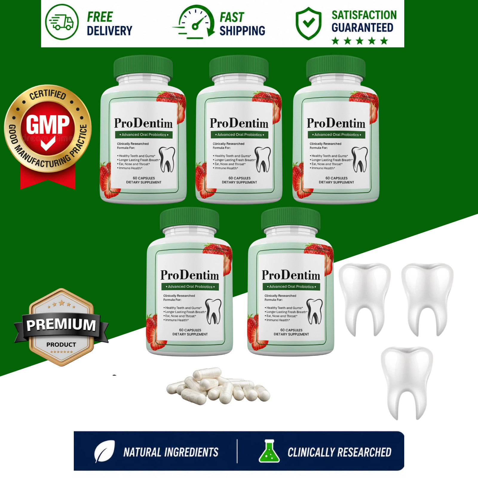 ProDentim Capsules, Prodentim Supplement for Teeth And Gums Health (5 pack)
