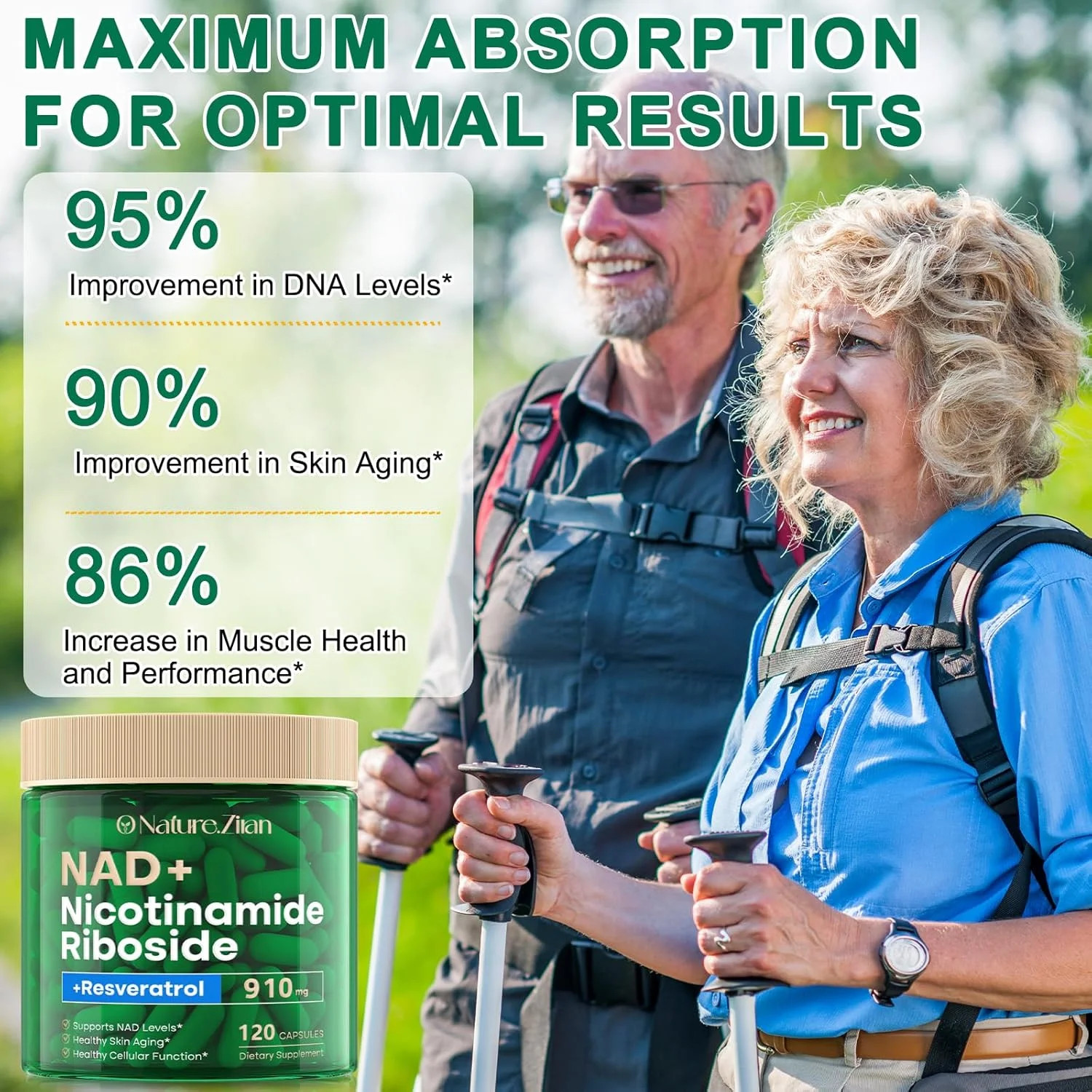 NAD Supplement – NAD+ Nicotinamide Riboside 910 Mg Supplement for Women & Men, L