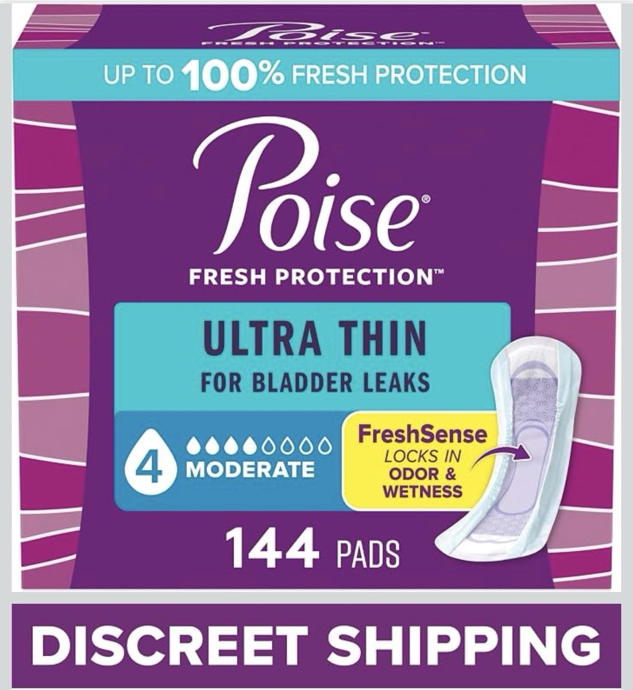 Incontinence Pads Ultra Thin Long Length 144 Count 4 Drop Poise Postpartum Leaks