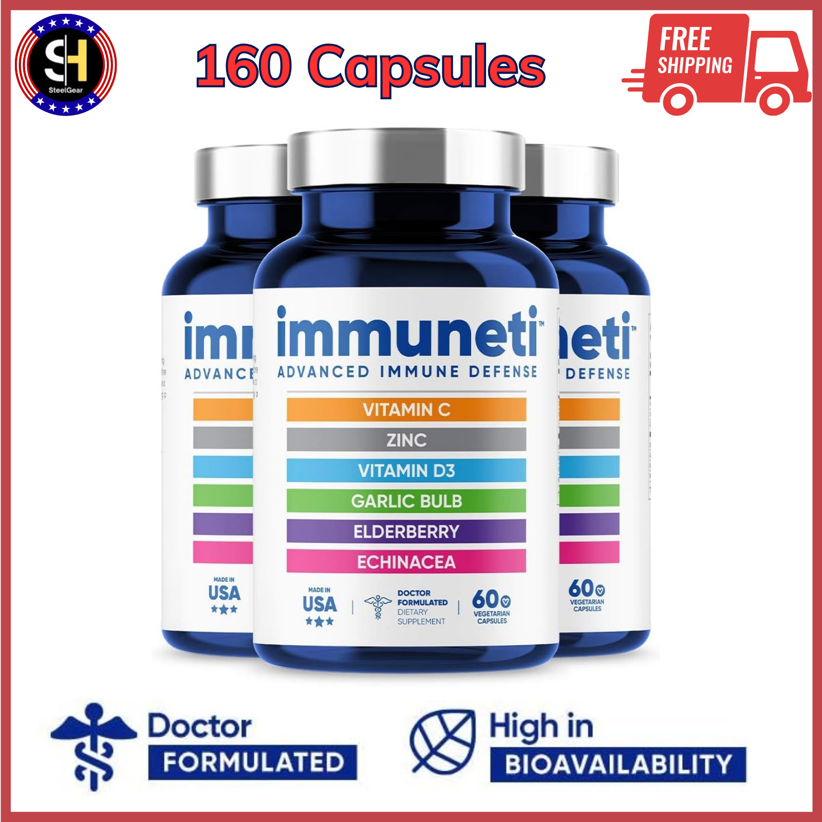Immuneti – Advanced Immune Defense, 6-in-1 Powerful Blend Of Vitamin C,Zinc, 3Pk