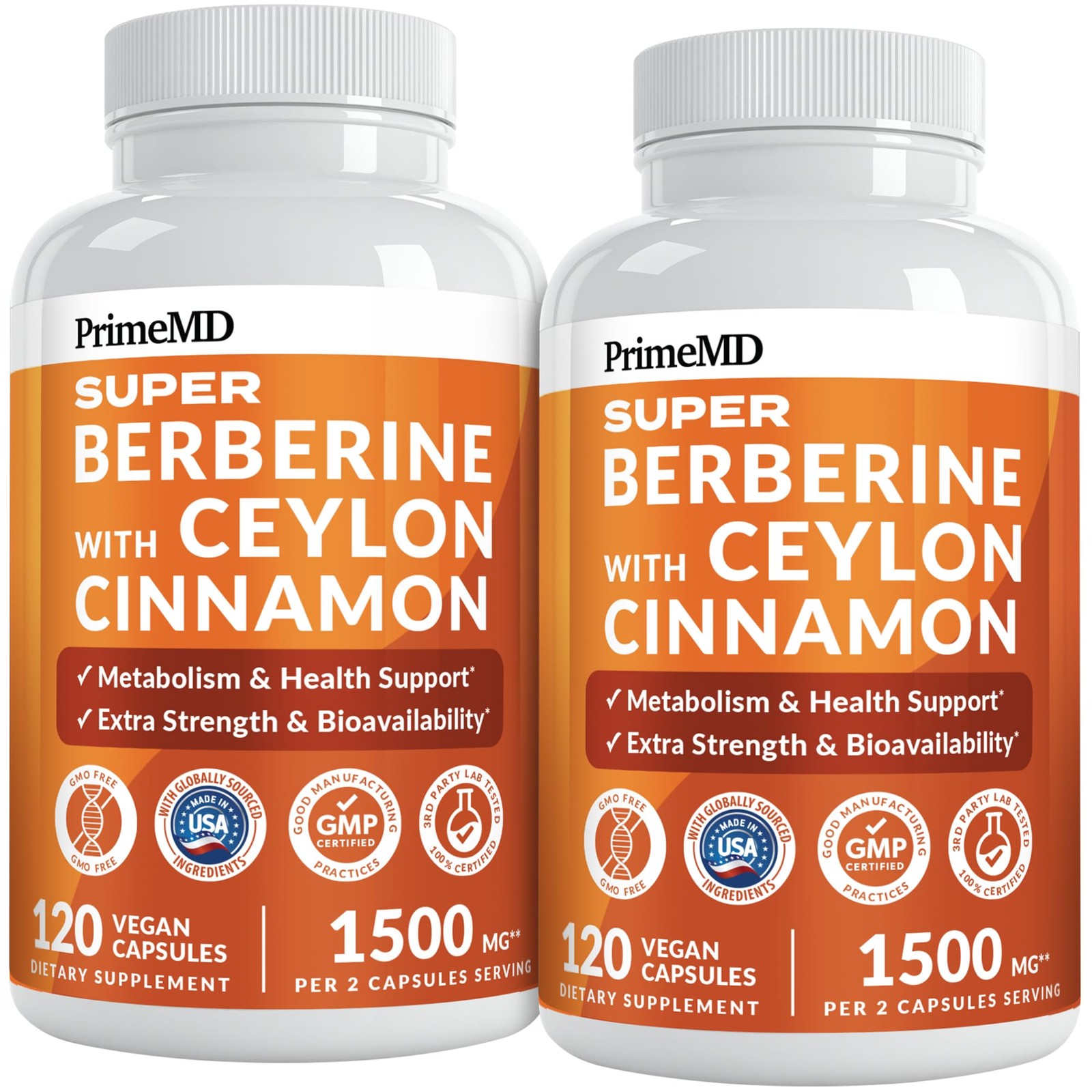 Berberine Supplement 1500mg Ceylon Cinnamon BioPerine 240 Count Pack Super Apple