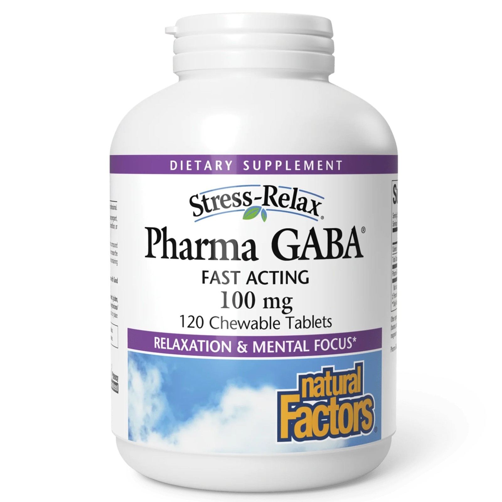 Dietary Supplement GABA 120 Chewable Tablets Sleep Calm Focus Natural Factors