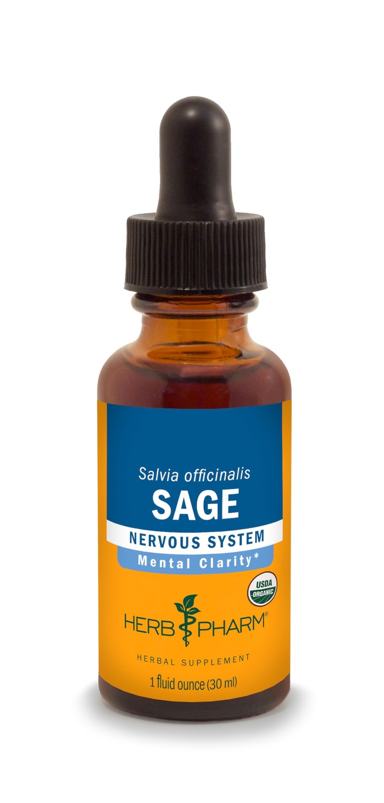 Herbal Extract Sage Liquid 1 Fl Oz Mental Clarity Brain Health Herb Pharm Gluten