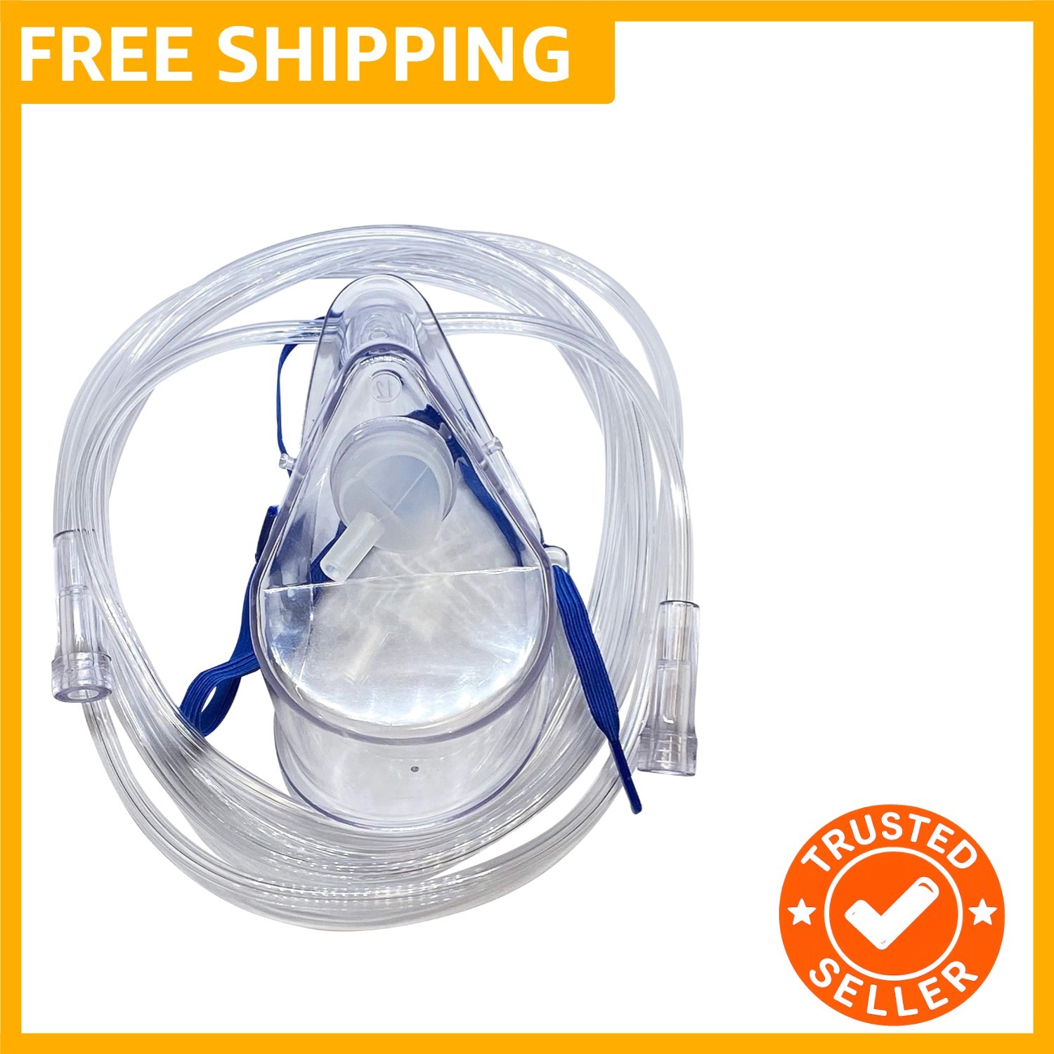 1-Pack Medium Concentration Oxygen Mask, Adult w/7′ Kink Resistant Tubing