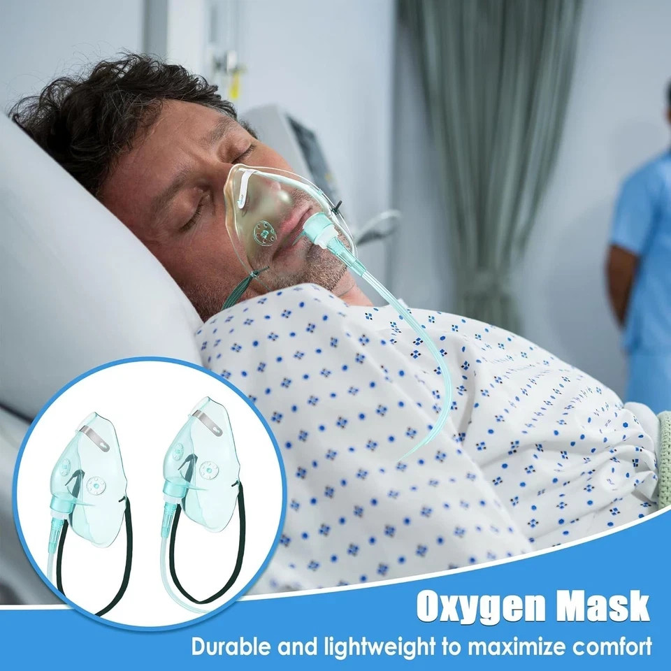 2 Pack Oxygen Mask for Face Adult with 6.6′ Tube & Adjustable Elastic Strap -…
