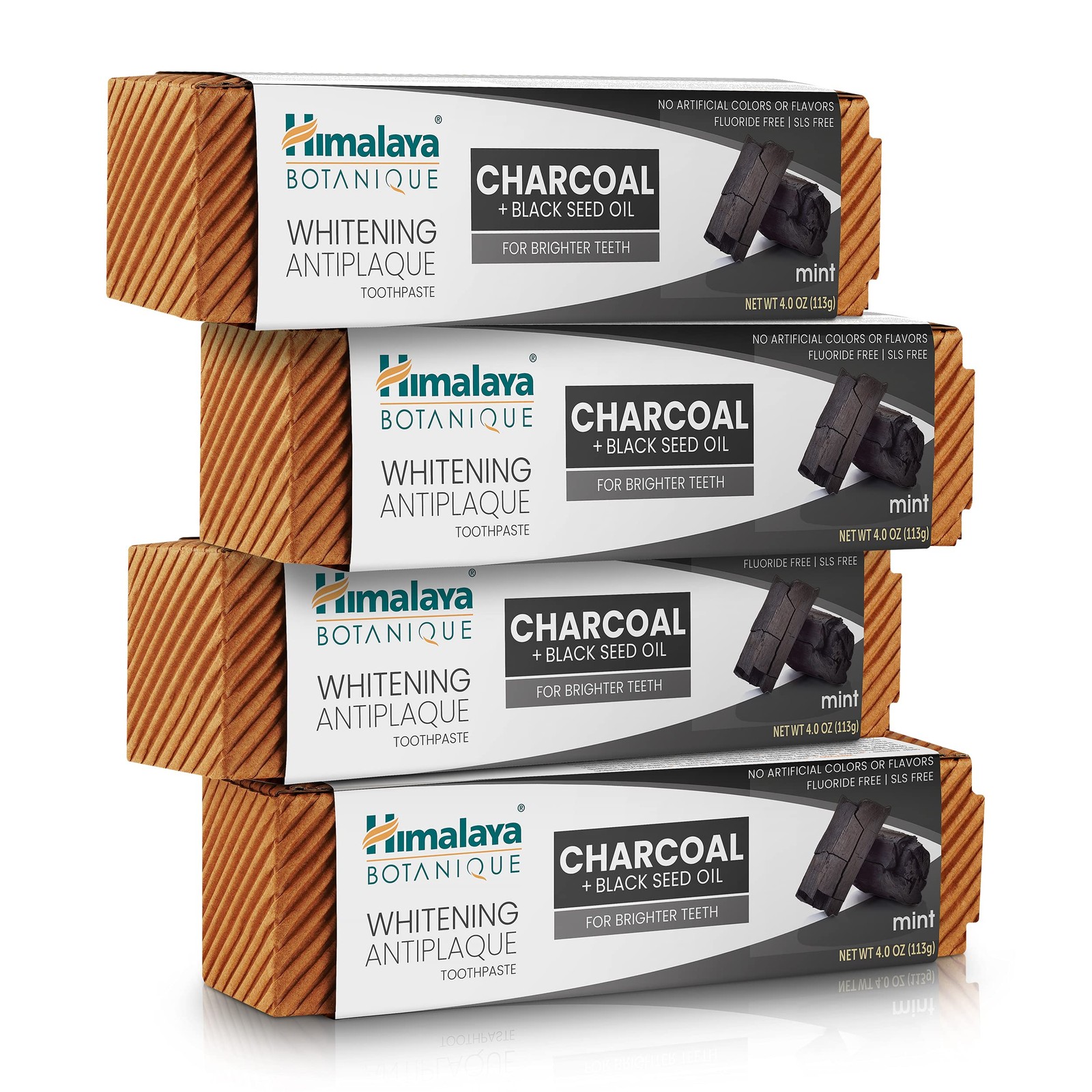 Whitening Toothpaste Charcoal Black Seed Oil Fluoride Free 4oz 4 Pack Himalaya