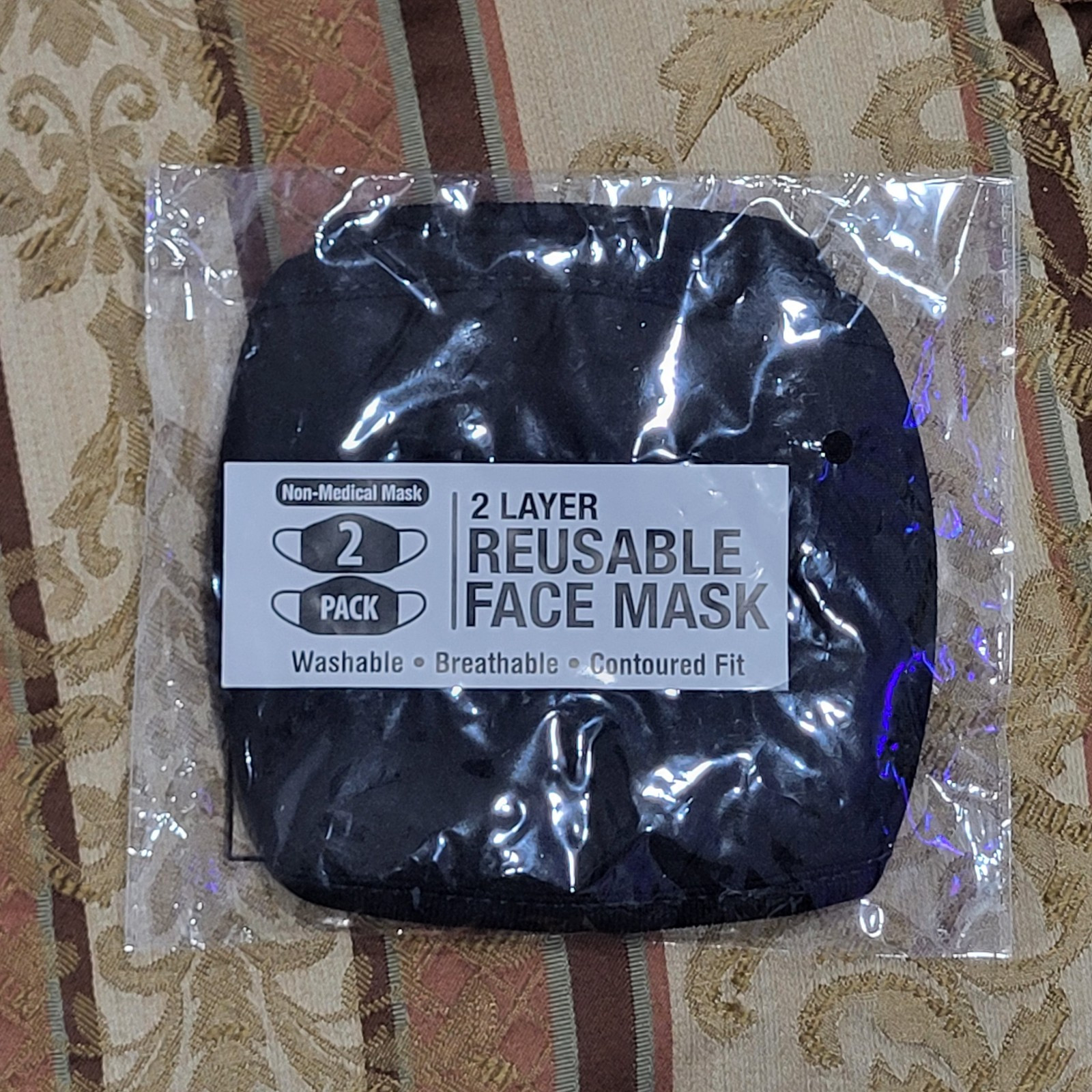 2 Layer Reusable Non-medical Face Mask (2 Pack) Black