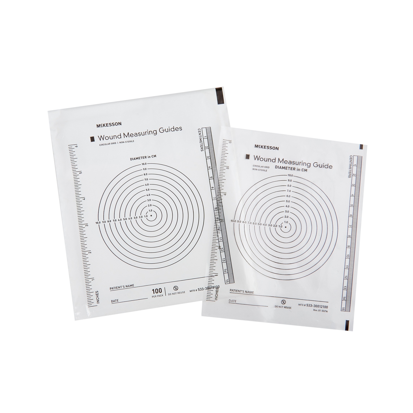 McKesson NonSterile Wound Measuring Guide Clear Plastic 100 Ct
