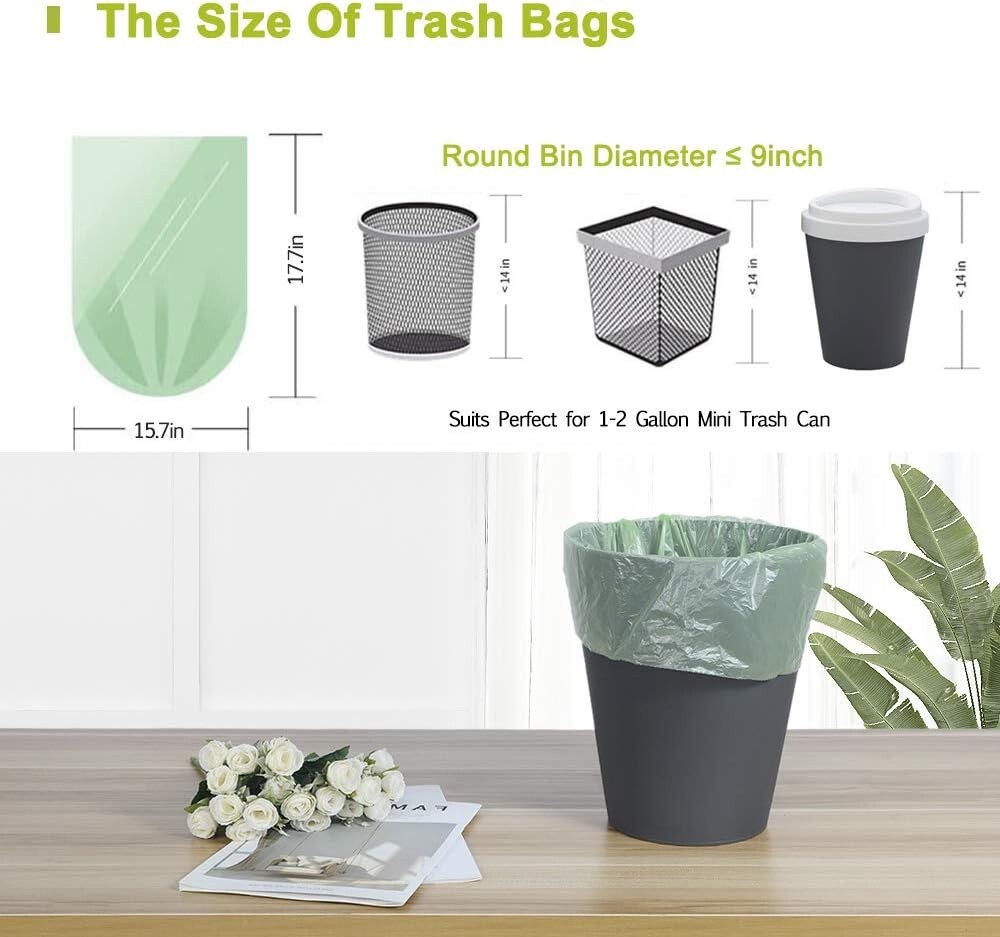 1.2 Gallon Small Garbage Bags Biodegradable 5 1 Count (Pack of 80), Black NEW