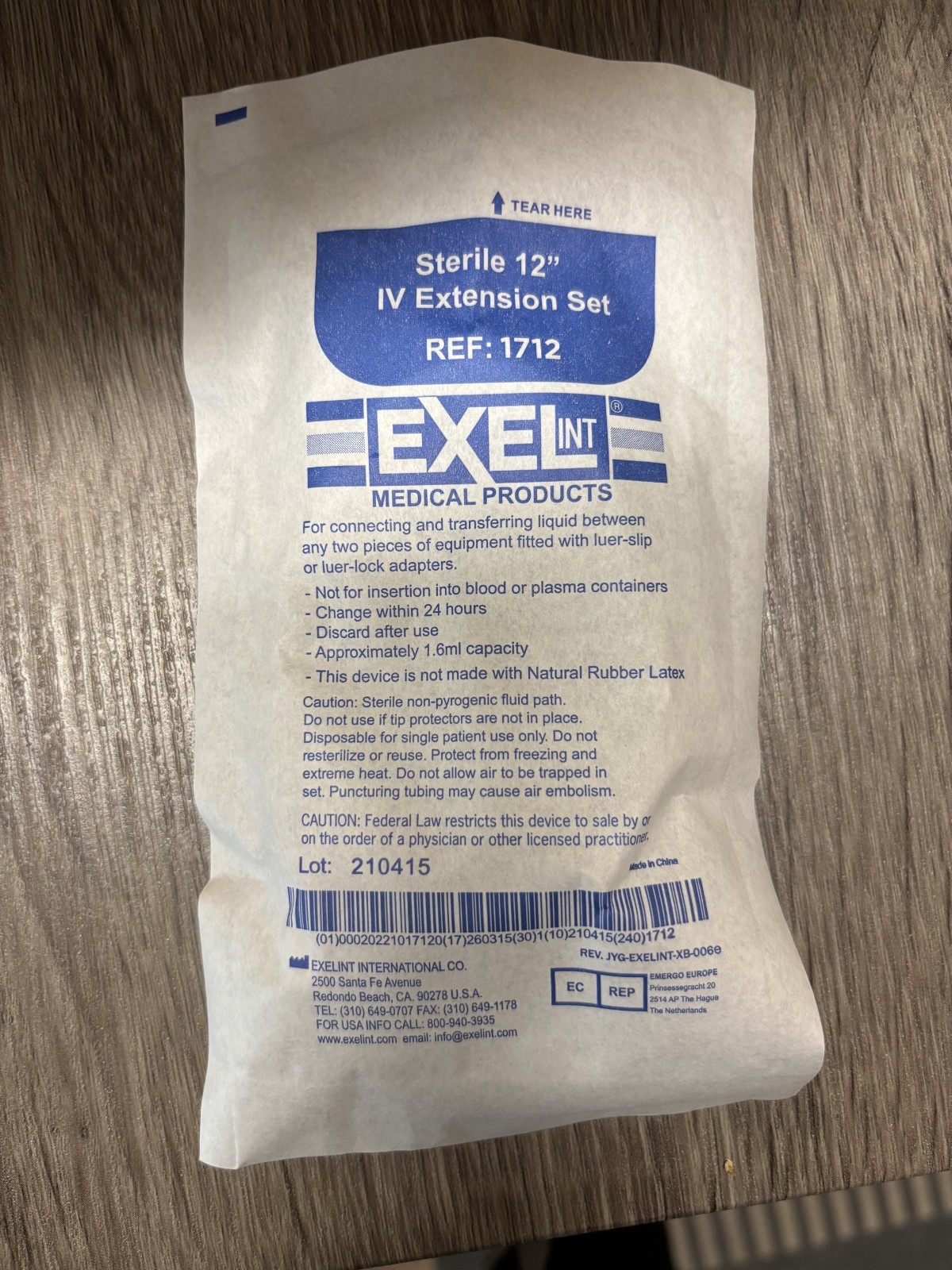 IV extension set 12″ 1.6ml capacity