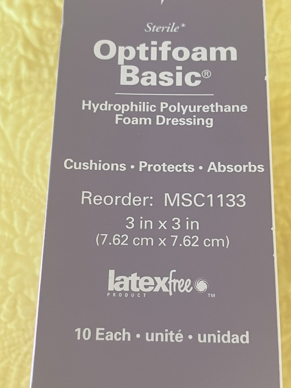 Optifoam Basic Hydrophilic Polyurethane Foam Dressings #MSC1133 Box of 10