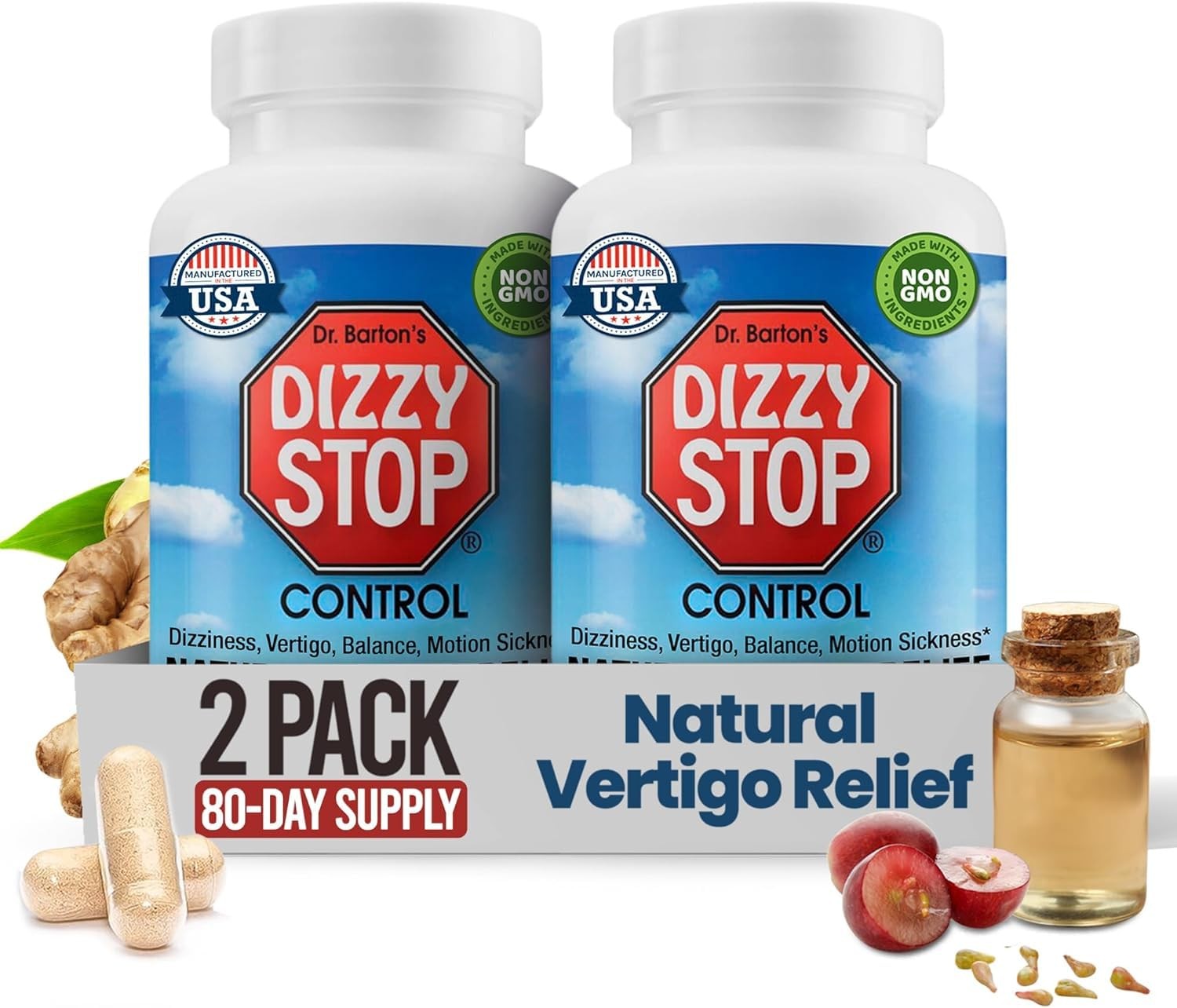 Vertigo Relief Pills 80 Count Pack of 2 Dizziness Motion Sickness Dizzy Stop