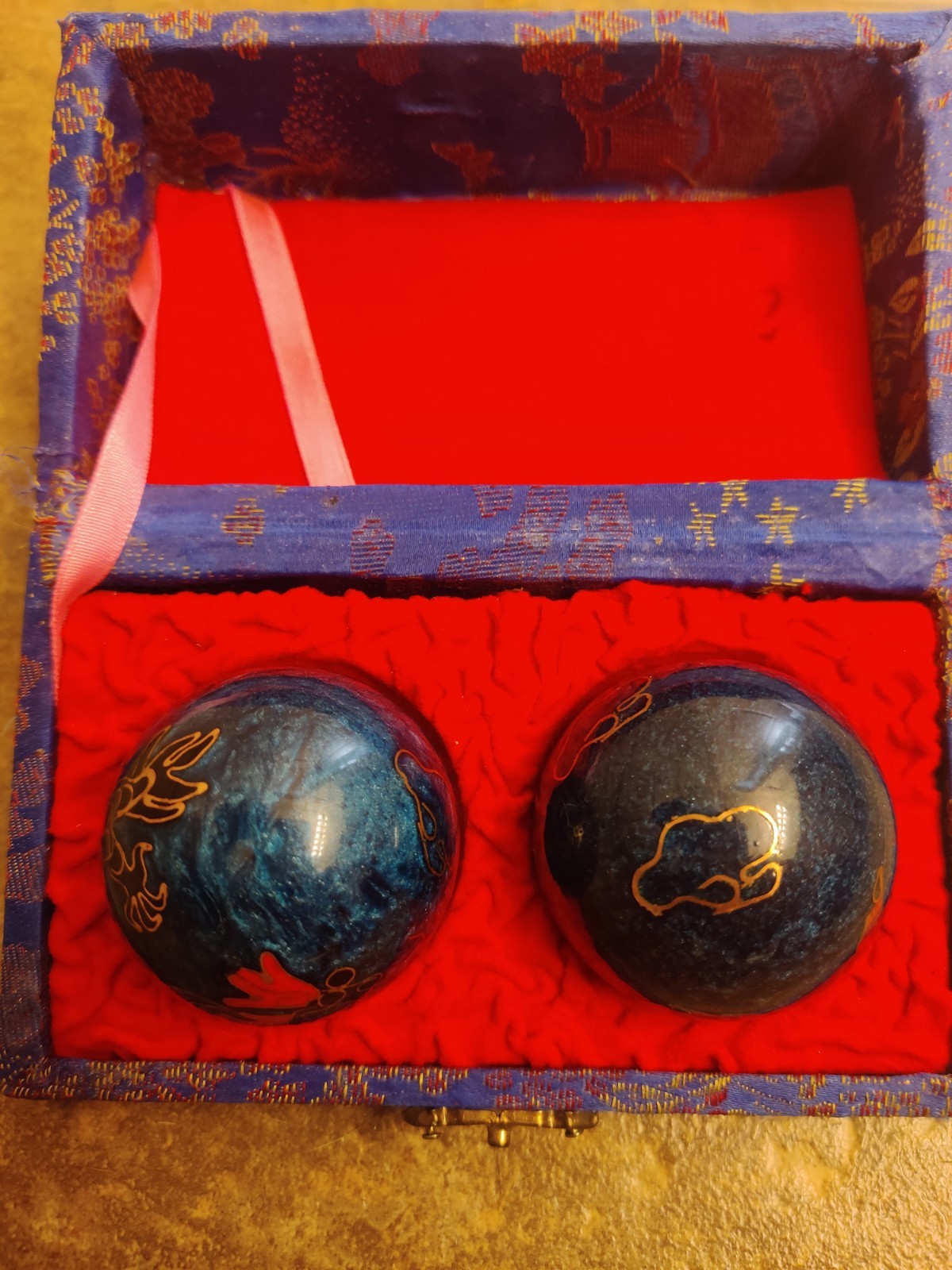 Vintage Chinese Health Exercise Stress Boading Ball With Soothing Inside Chimes