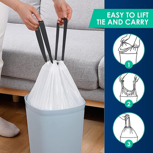 RayPard 20 Gallon Large Drawstring Trash Bags 1 Count (Pack of 200), White