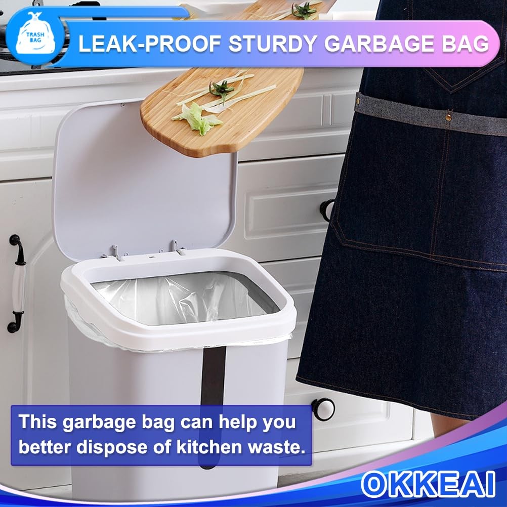 OKKEAI 3 Gallon Small Trash Bags 120 Counts 1 Count (Pack of 120), White