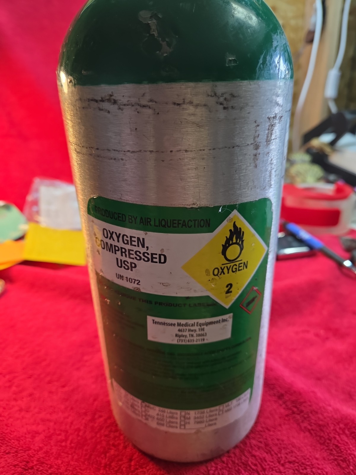 Medical Oxygen Tank Cylinder Size C M9 248 Liters UN1072 EMPTY C/M9 portable ￼