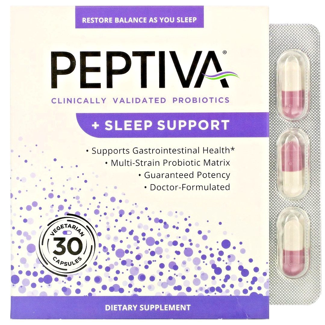 Peptiva 26B CFU Probiotic + Sleep Support Melatonin Multi-Strain 30 Caps