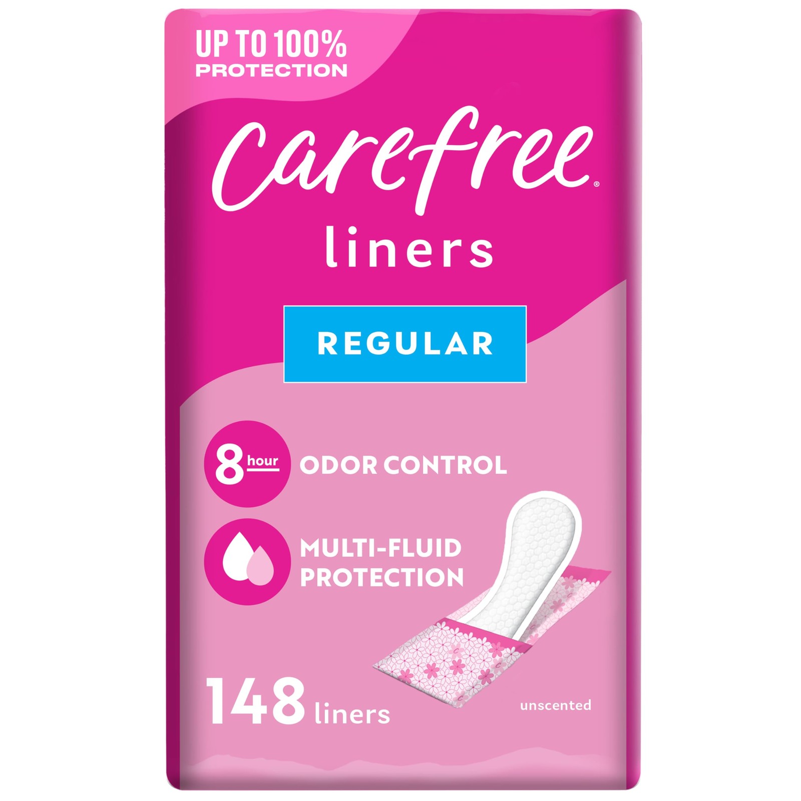 Panty Liners Regular Unscented Wrapped 148ct Carefree