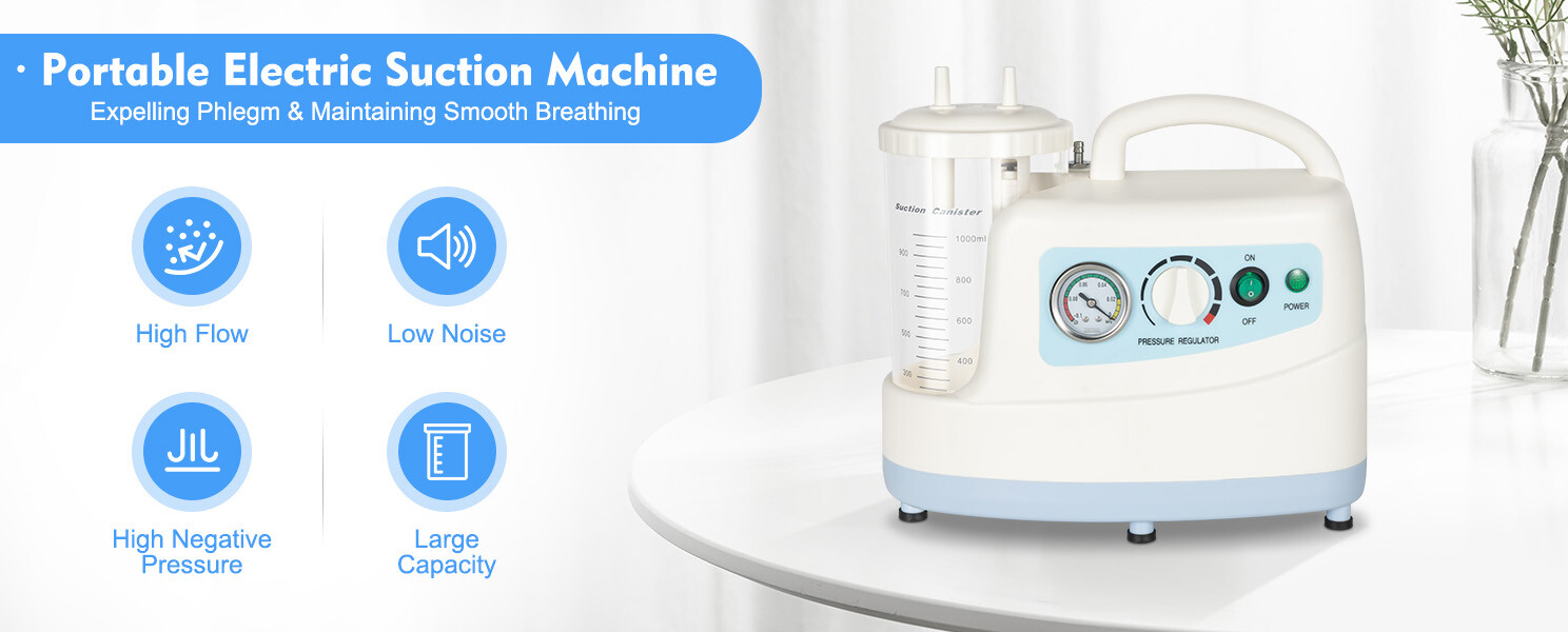 Portable Electric Phlegm Suction Machine – 110V Medical Device – 1000mL Capacity