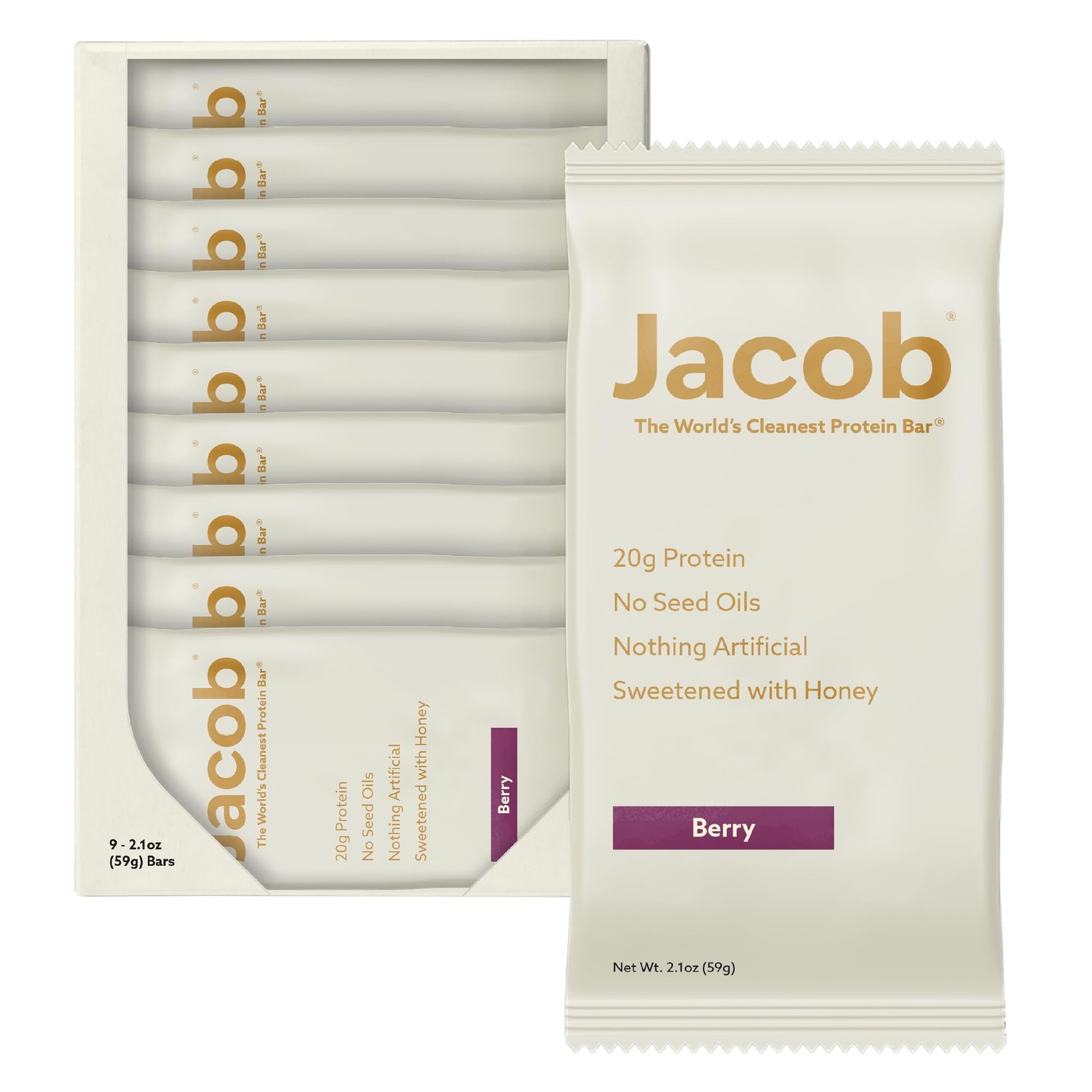 Protein Bars Mixed Berry 20g Grass Fed No Seed Oils Jacob Total