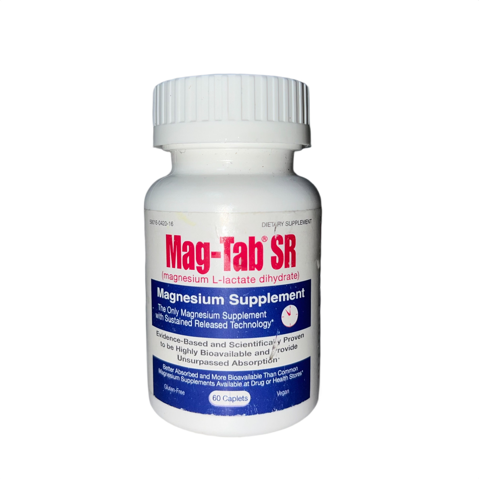 MAG‑TAB SR Magnesium L‑Lactate ER 84mg 60 Tablets Extended Release New BB 02/29