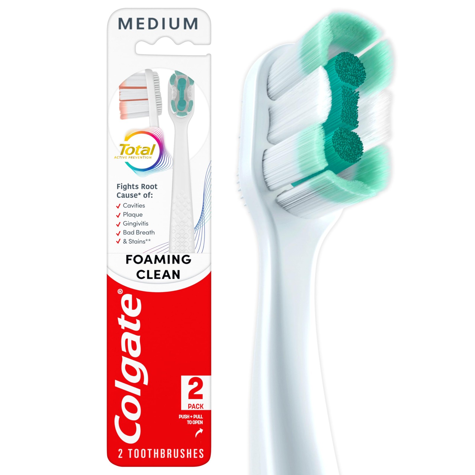 Toothbrush Colgate Total Foaming Clean Medium White 2 Pack