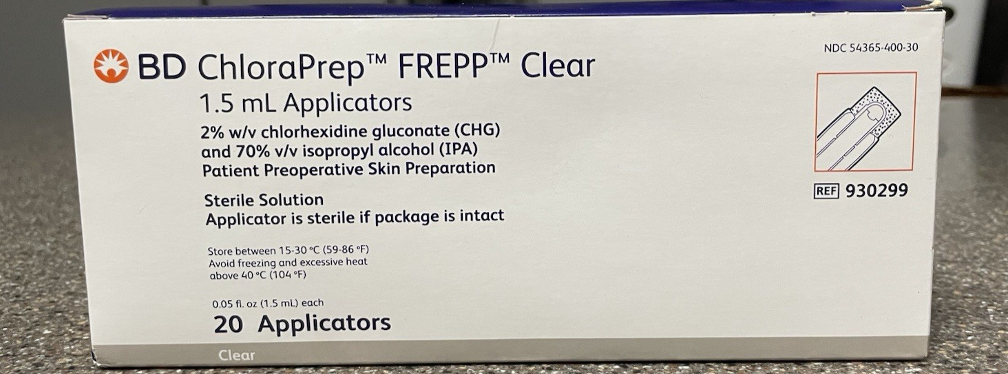 BD ChloraPrep FREPP Clear Skin Prep Applicators 1.5 mL Sterile 20 Count 930299