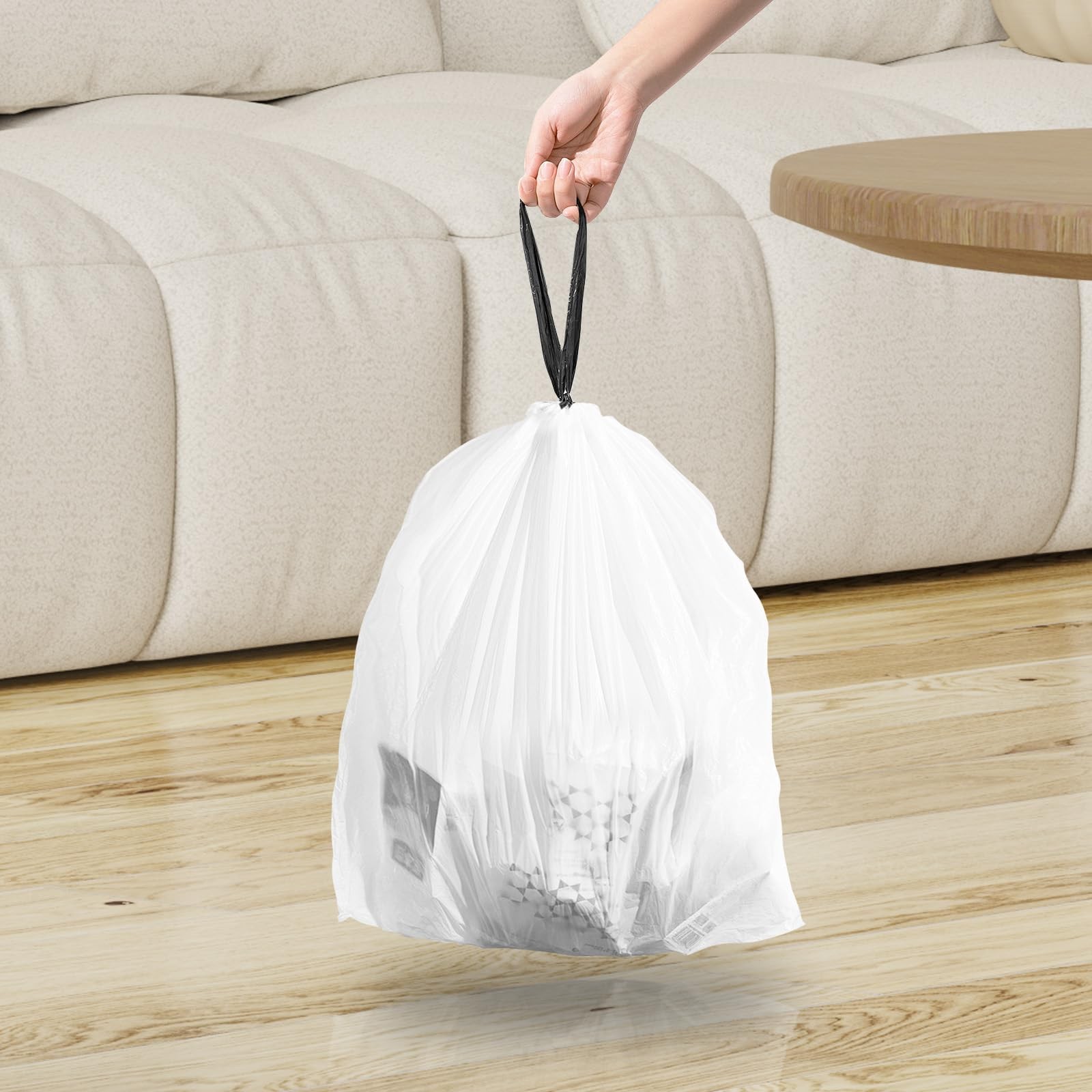 120 Counts 1.6 Gallon Mini Drawstring Trash 1 Count (Pack of 120), White