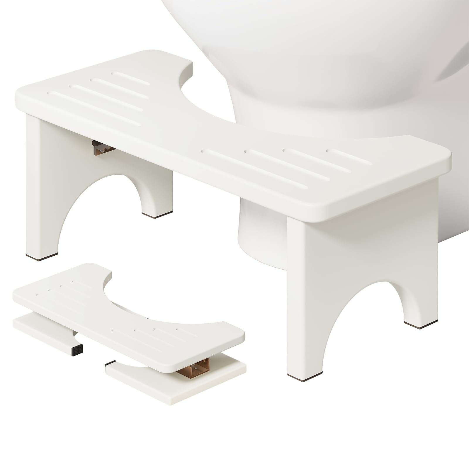 Osivaes 7 Inch Bamboo Toilet Stool Squat Adult, Foldable 1 Pack, White