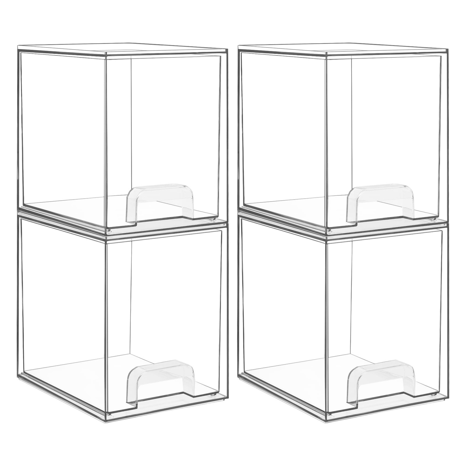 Vtopmart 7.6″ H Clear Stackable Storage Drawers, 4 Pack Plastic Organizers Bins