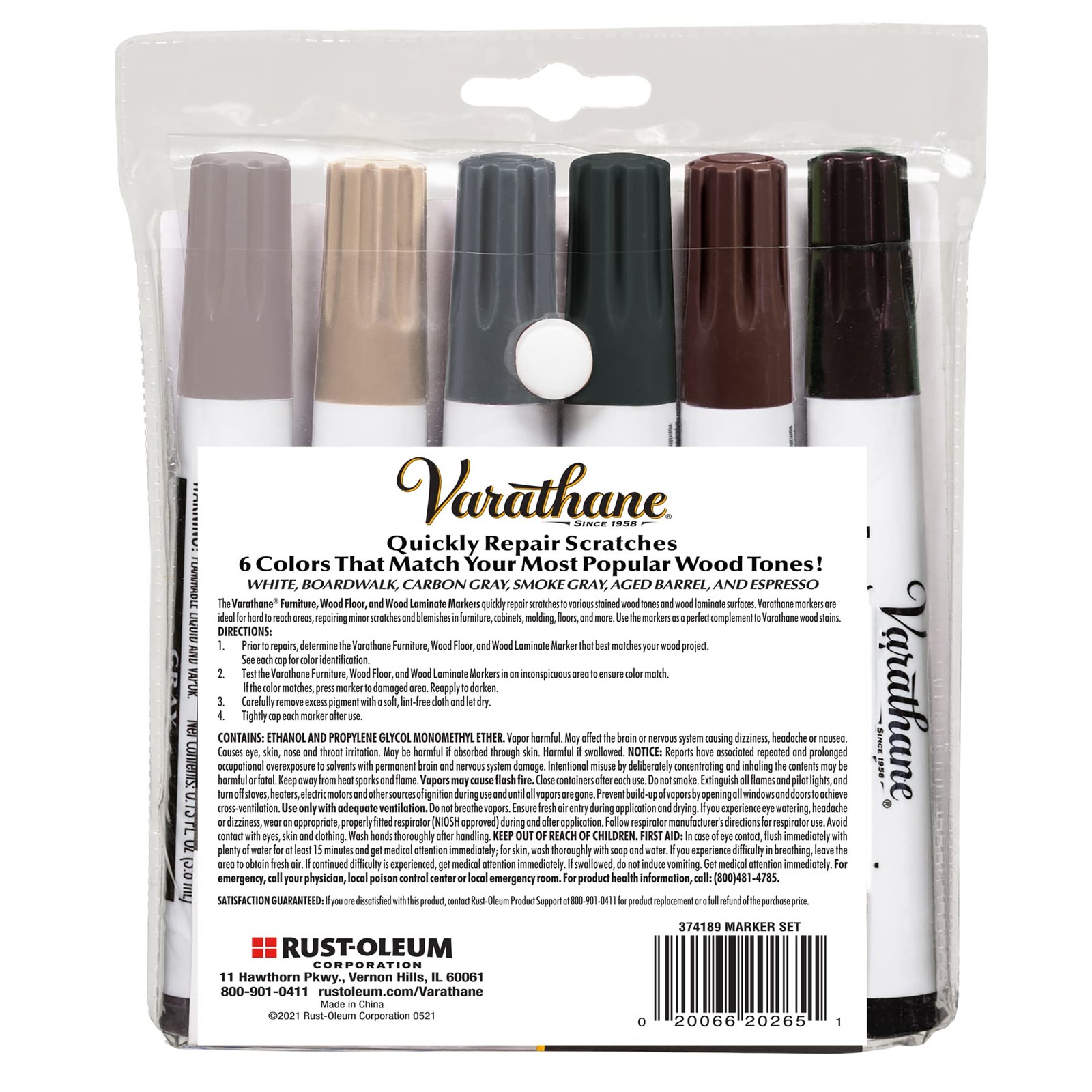 Wood Stain Repair Marker Kit Assorted Cool Tone Model 374189 Varathane