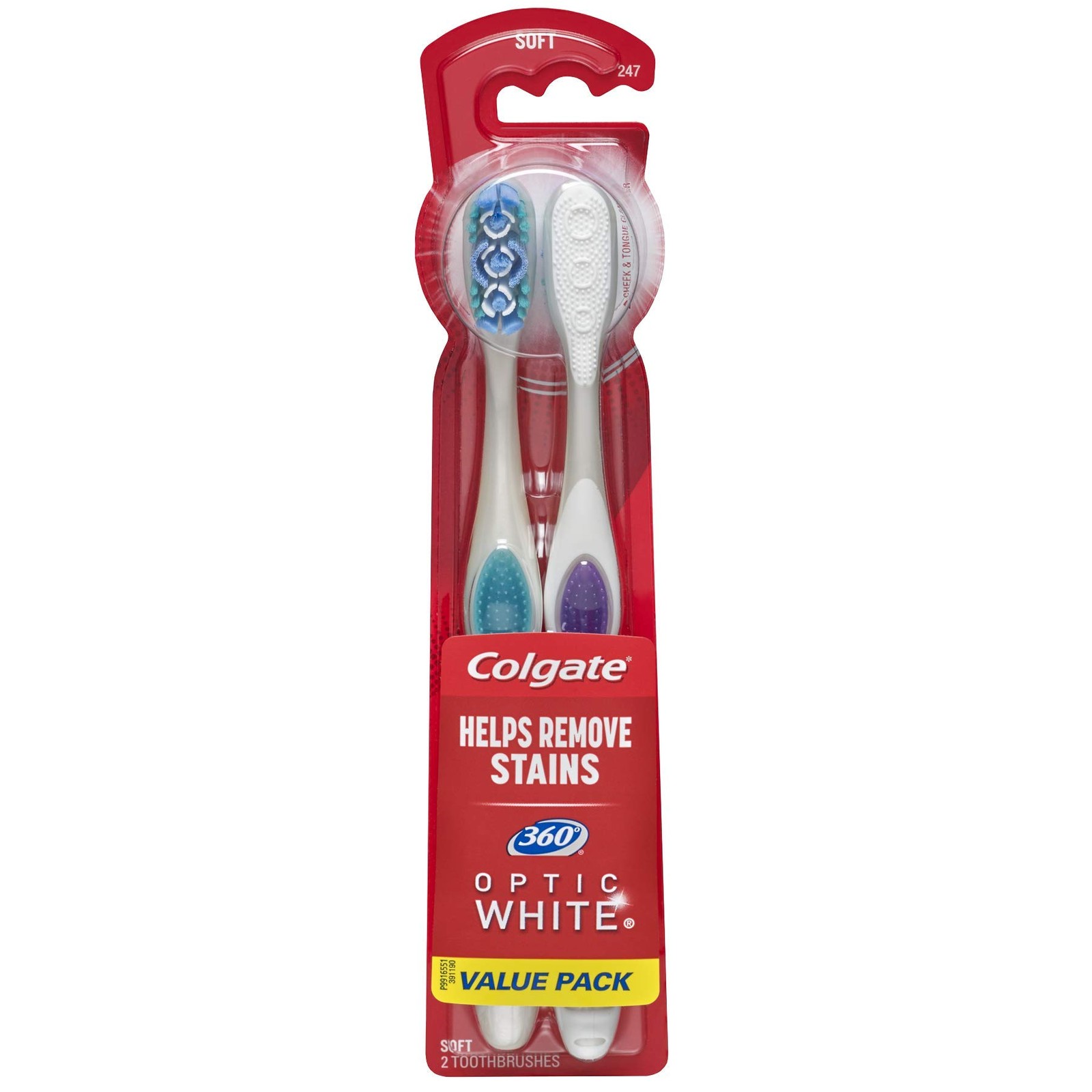 Toothbrush 360 Optic Whitening Soft White 2 Count Colgate