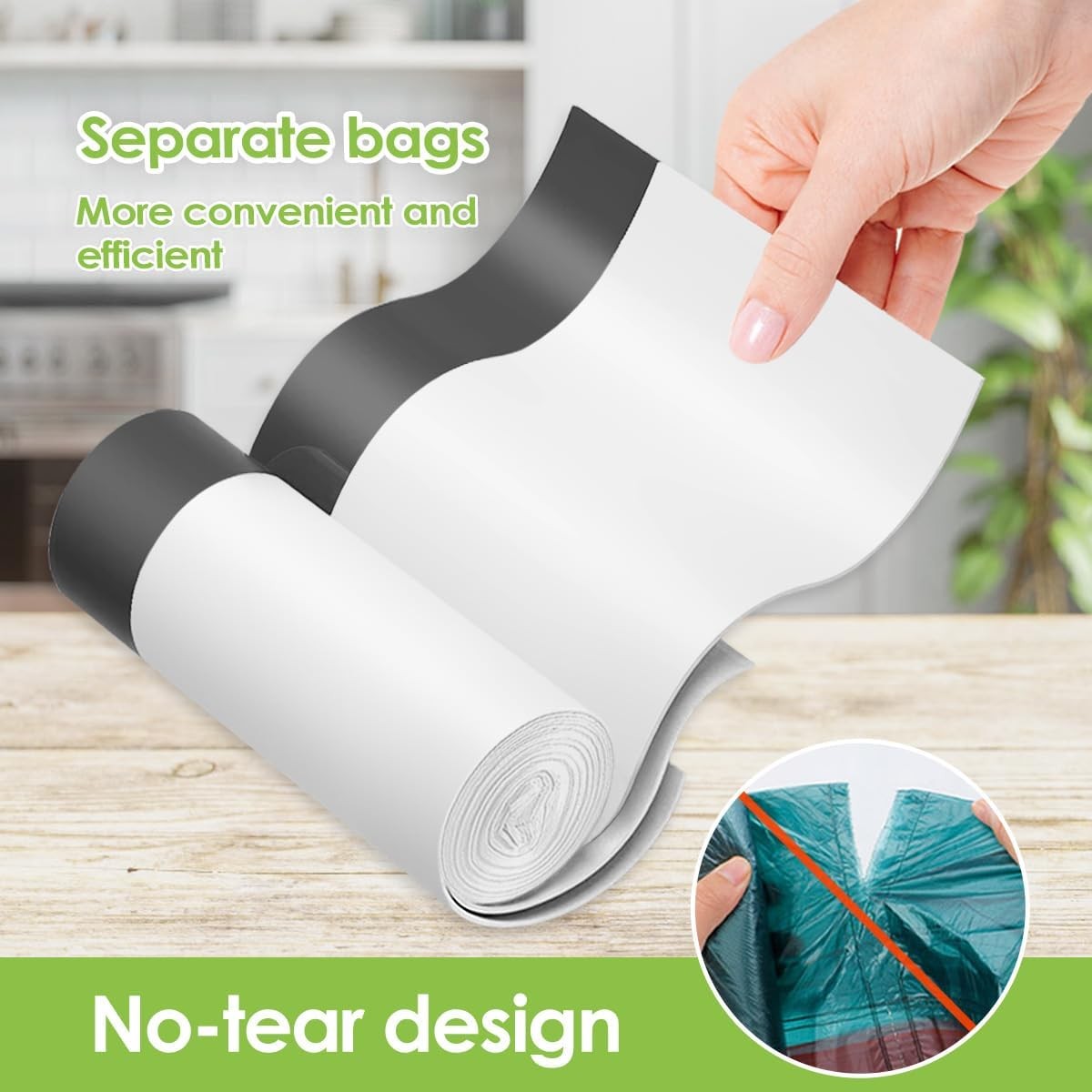6 Gallon 120pcs Strong Drawstring Trash Bags Garbage by Teivio, White