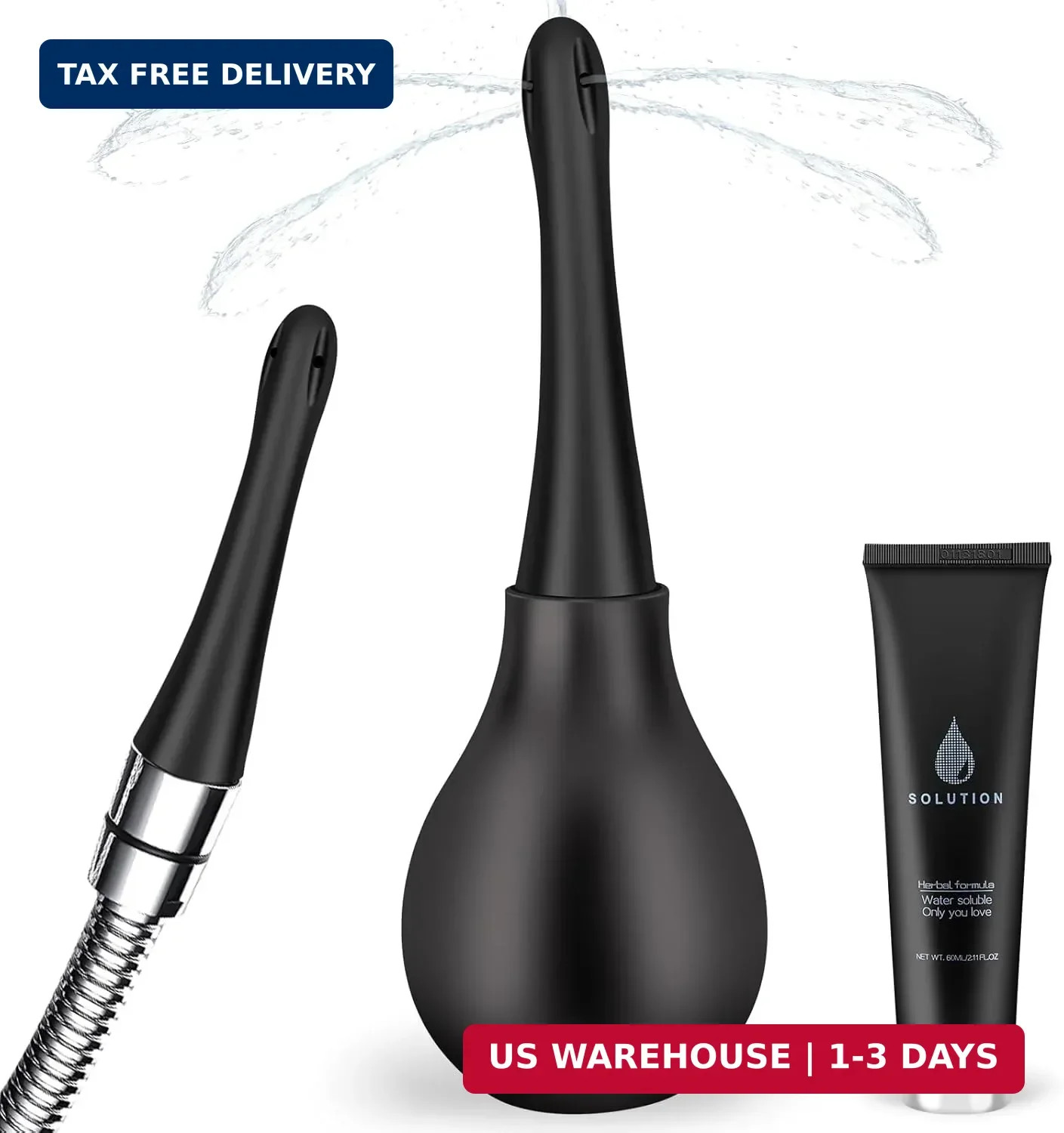 Anal Douche Enema Kit Anti Backflow Enema Bulb with Lube for Men & Women