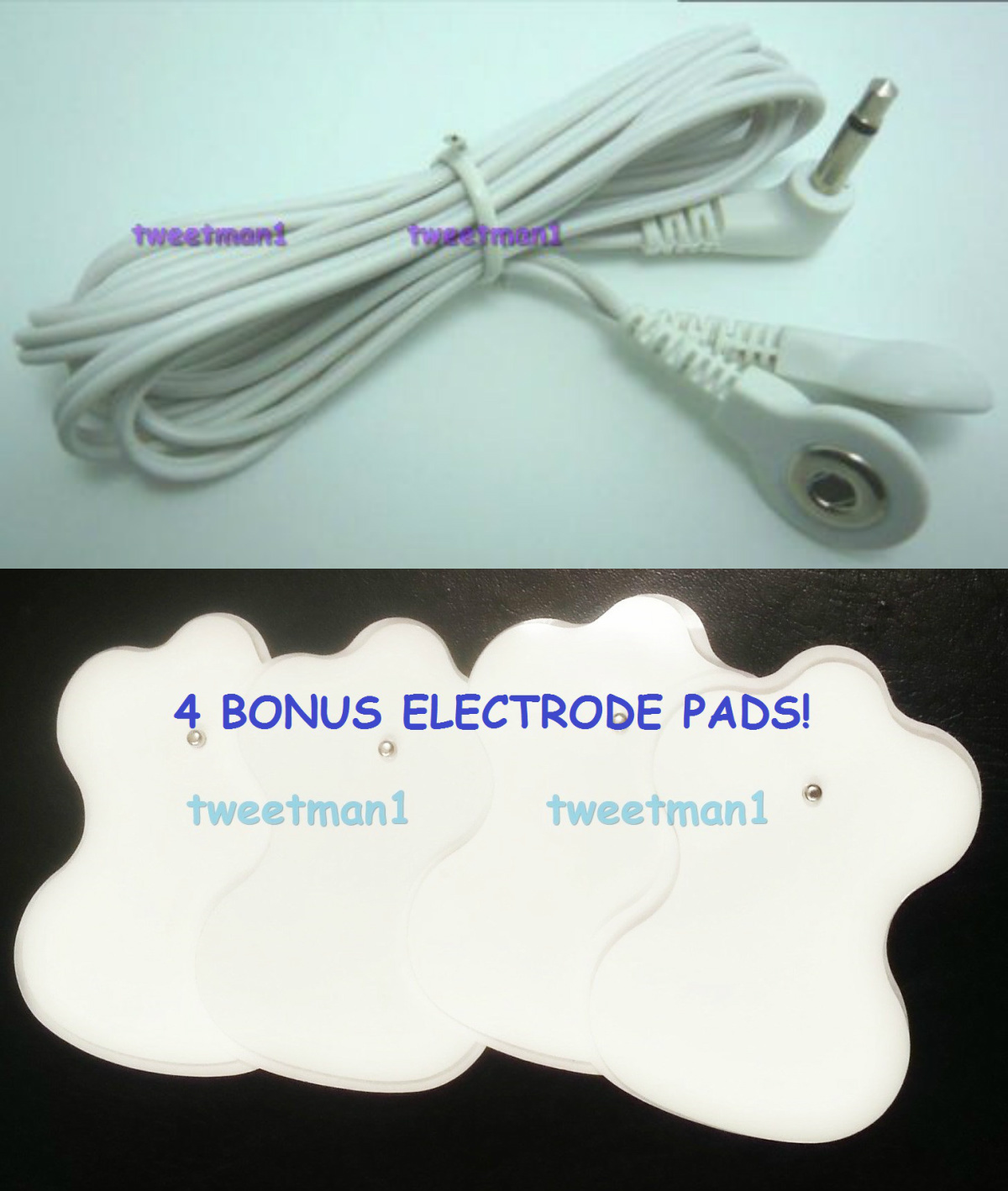 +BONUS PADS!+ 2 ELECTRODE LEAD WIRE Cables 3.5mm for Digital Massager TENS Snap