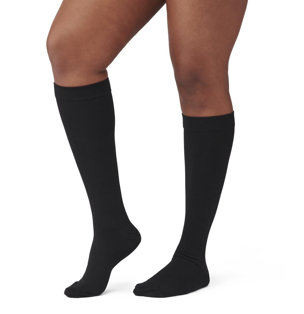 CURAD Compression Socks, Knee High, 15-20 mmHg, Medium / Size B, Black, Each