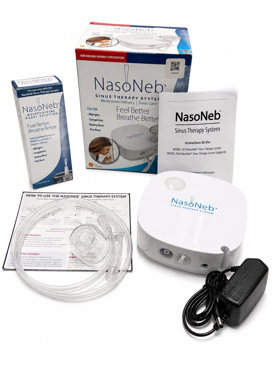 NasoNeb 7070 Sinus Therapy System New Open Box Complete Kit w/ Solution