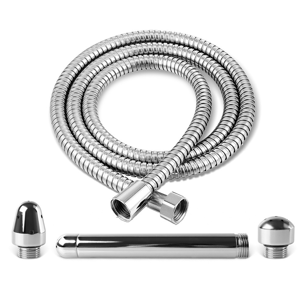 Metal Shower Enema Kit 6 inch 3 Interchangeable Nozzle & 5 Ft Hose Anal Douche