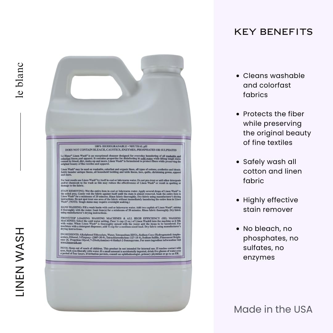 Linen Wash Fragrance Free 64 FL. OZ Pack of 1 Le Blanc
